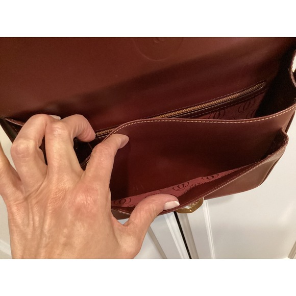 Cartier Crossbody Bag Leather Shoulder Bag Burgundy Designer Purse - Picture 8 of 16